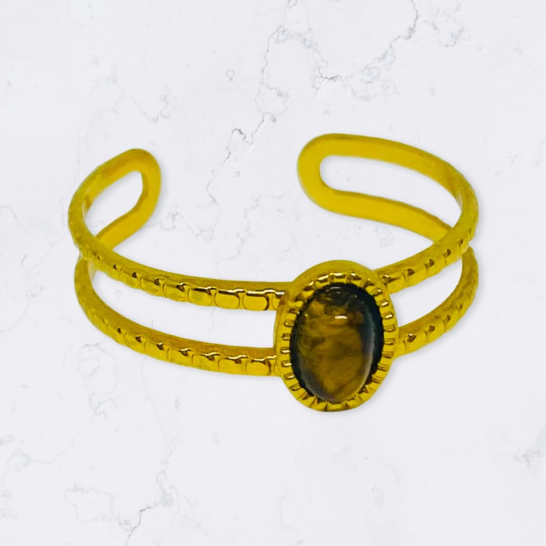 Bijoux Sergent - bague acier inoxydable doré - taille ajustable